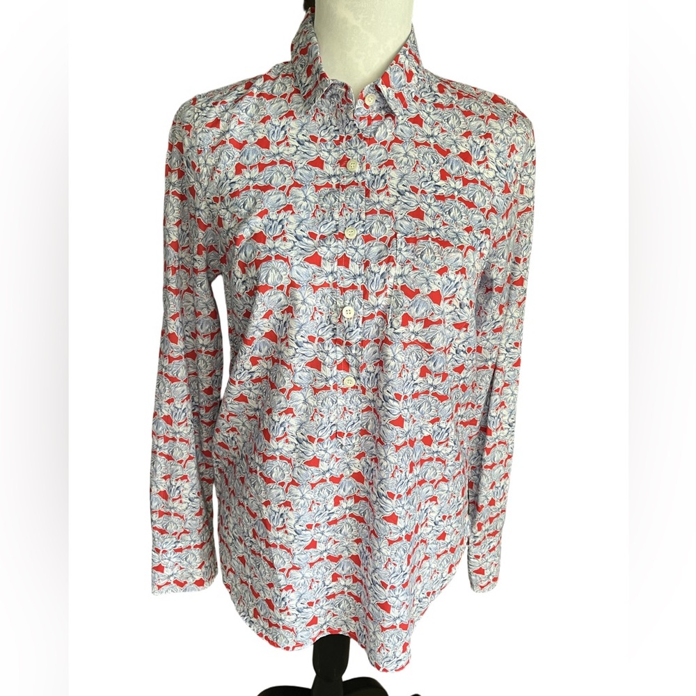 J.Crew Liberty of London Matilda Tulip Floral Popover Shirt Top | Size 2 Cotton